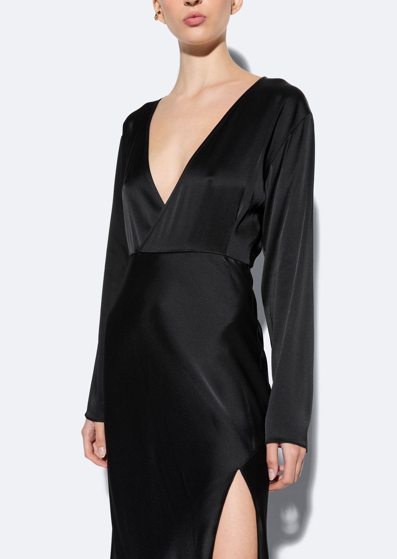 Satin V Neck Dress