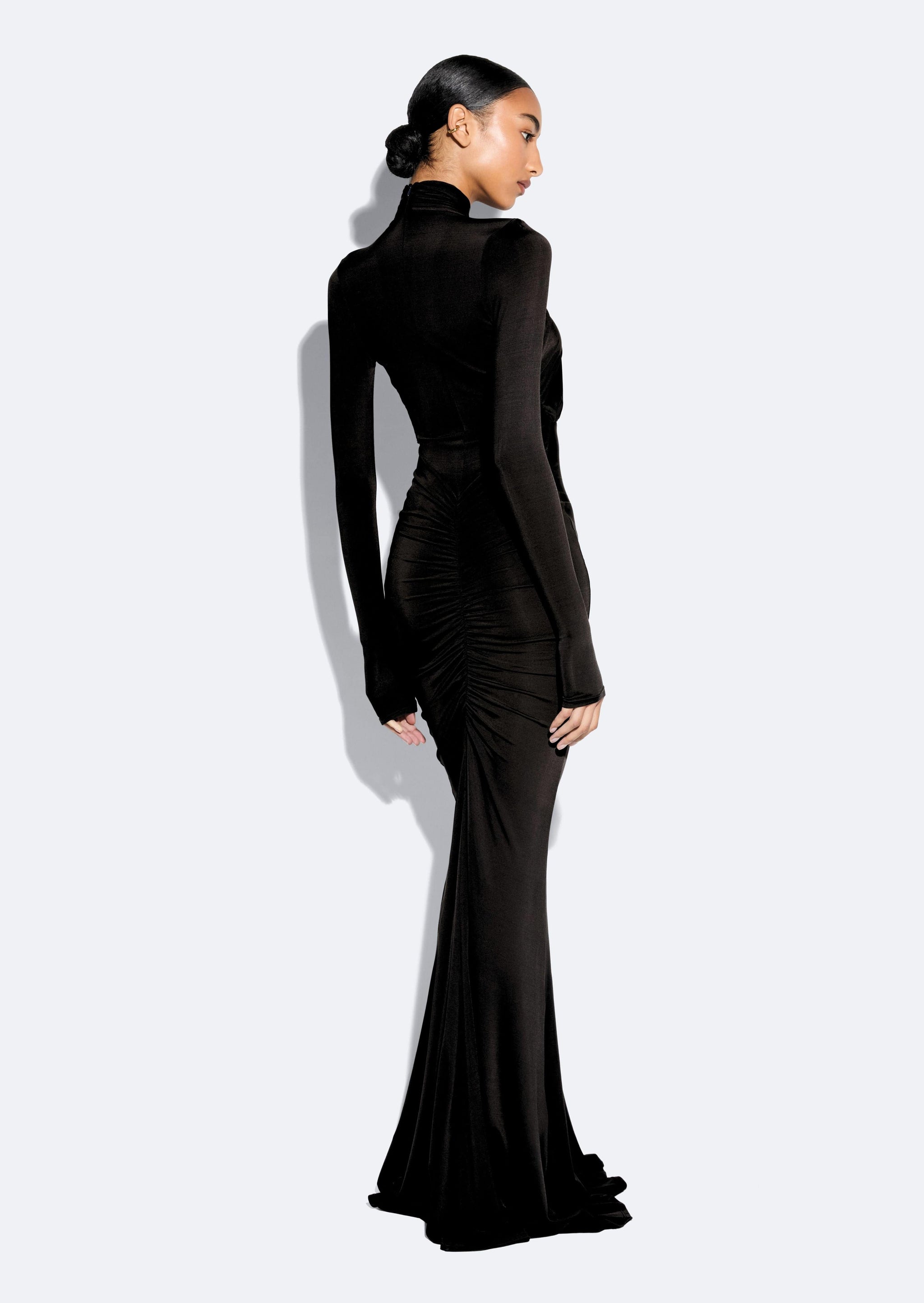 Jersey Halter Ruched Gown