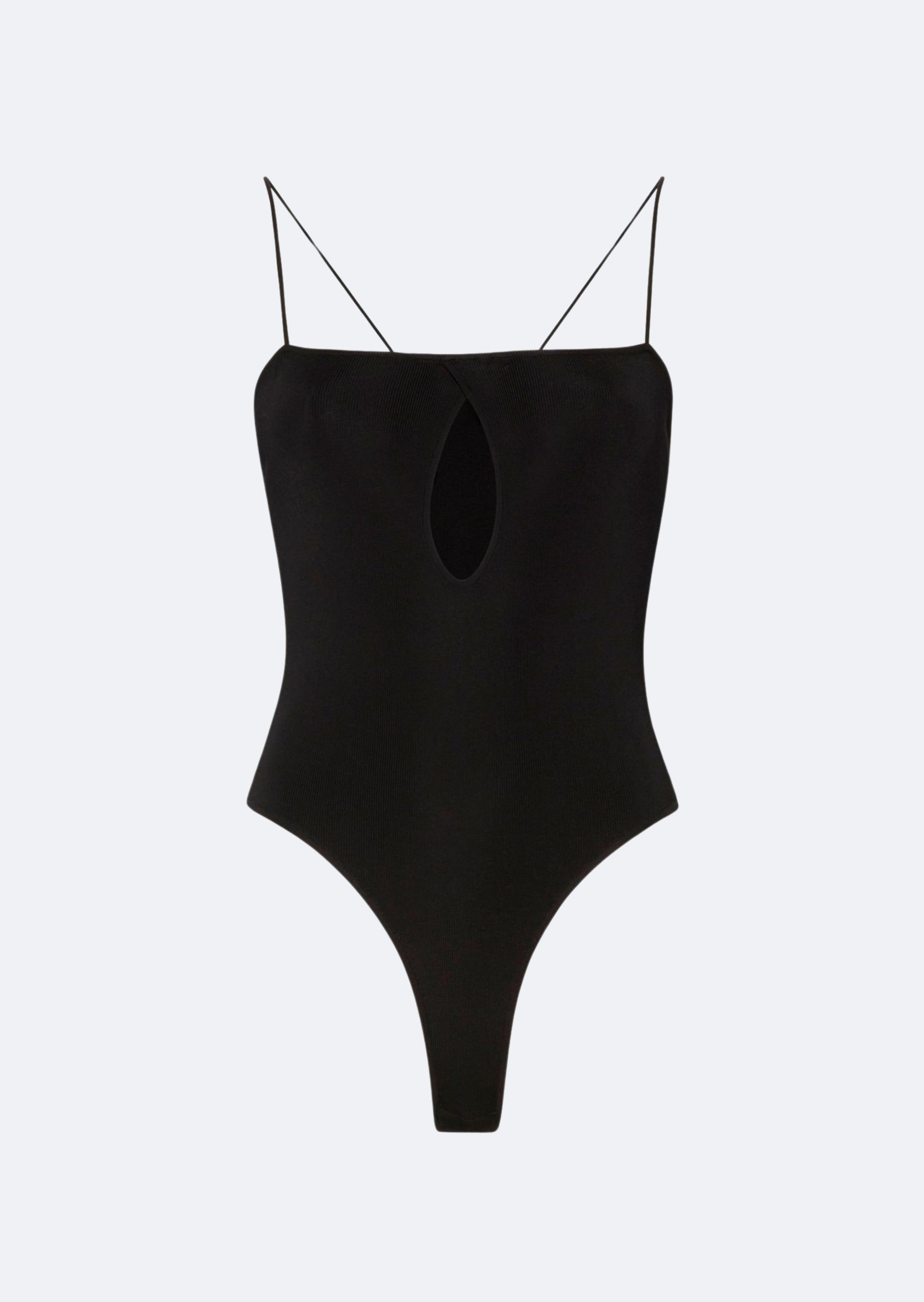 Shiny Viscose Slit Bodysuit