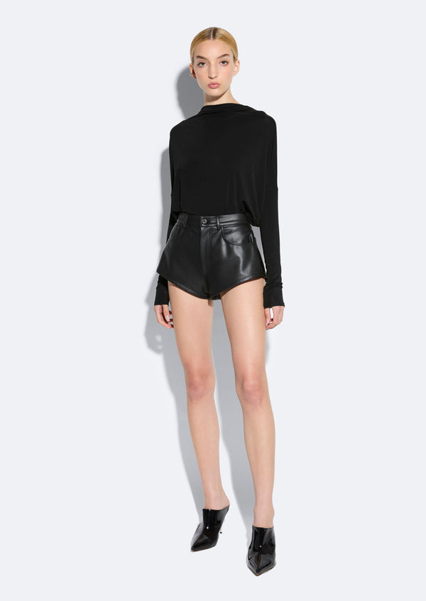 Stretch Faux Leather Mini Short