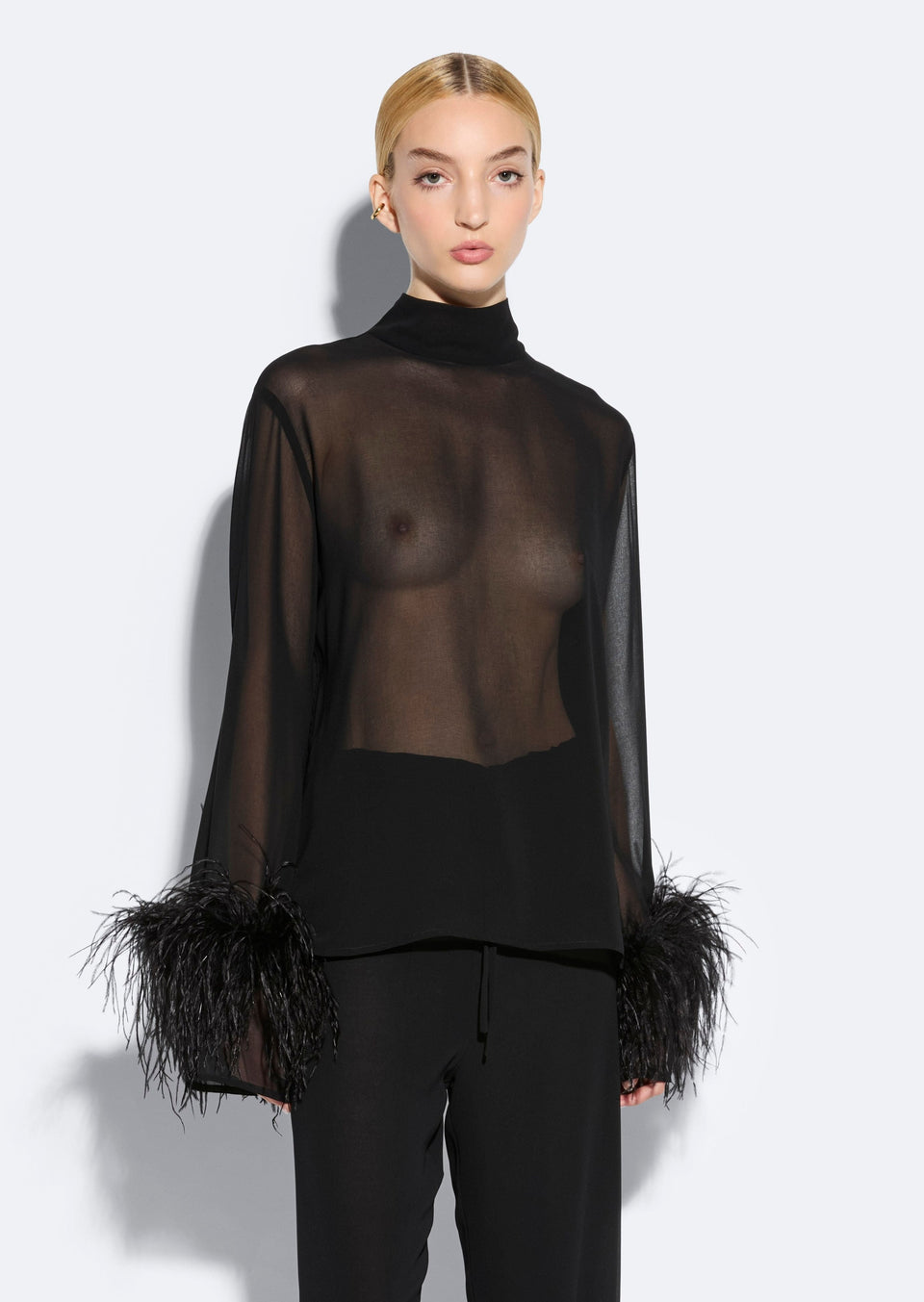 Georgette Top With Feathers