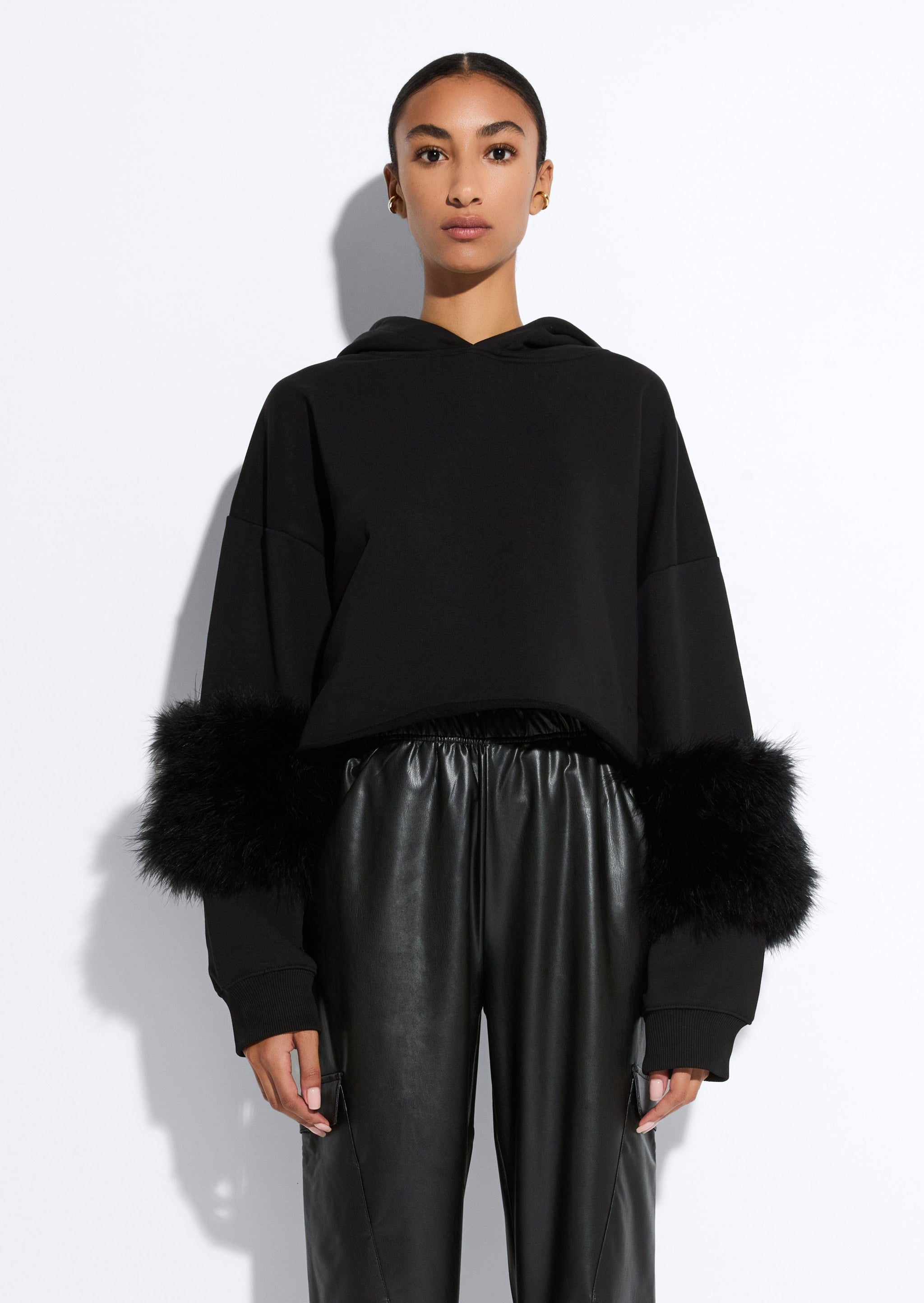 Cotton Sweatshirt With Marabou Feathers