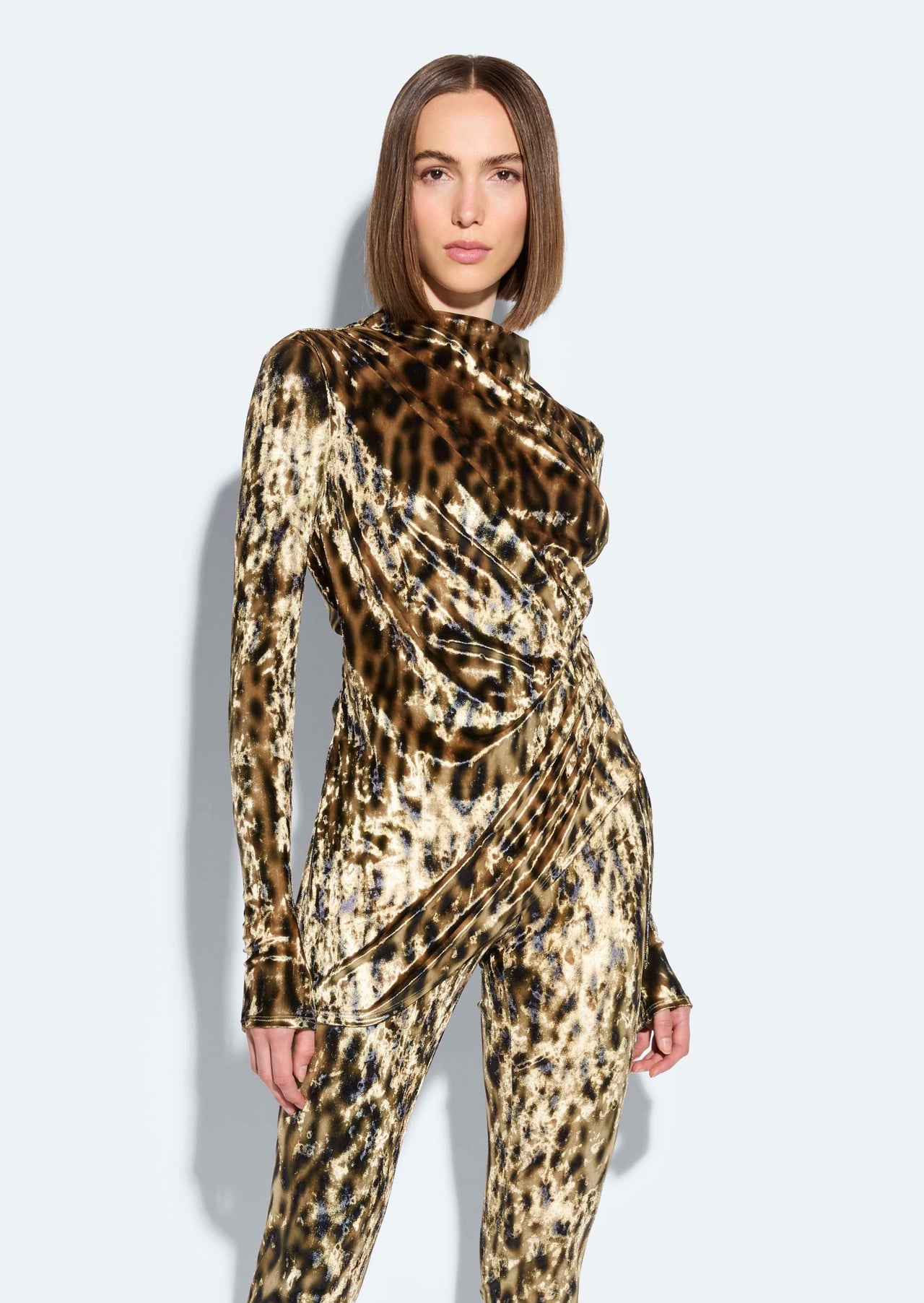 Velvet Leopard Draped Top