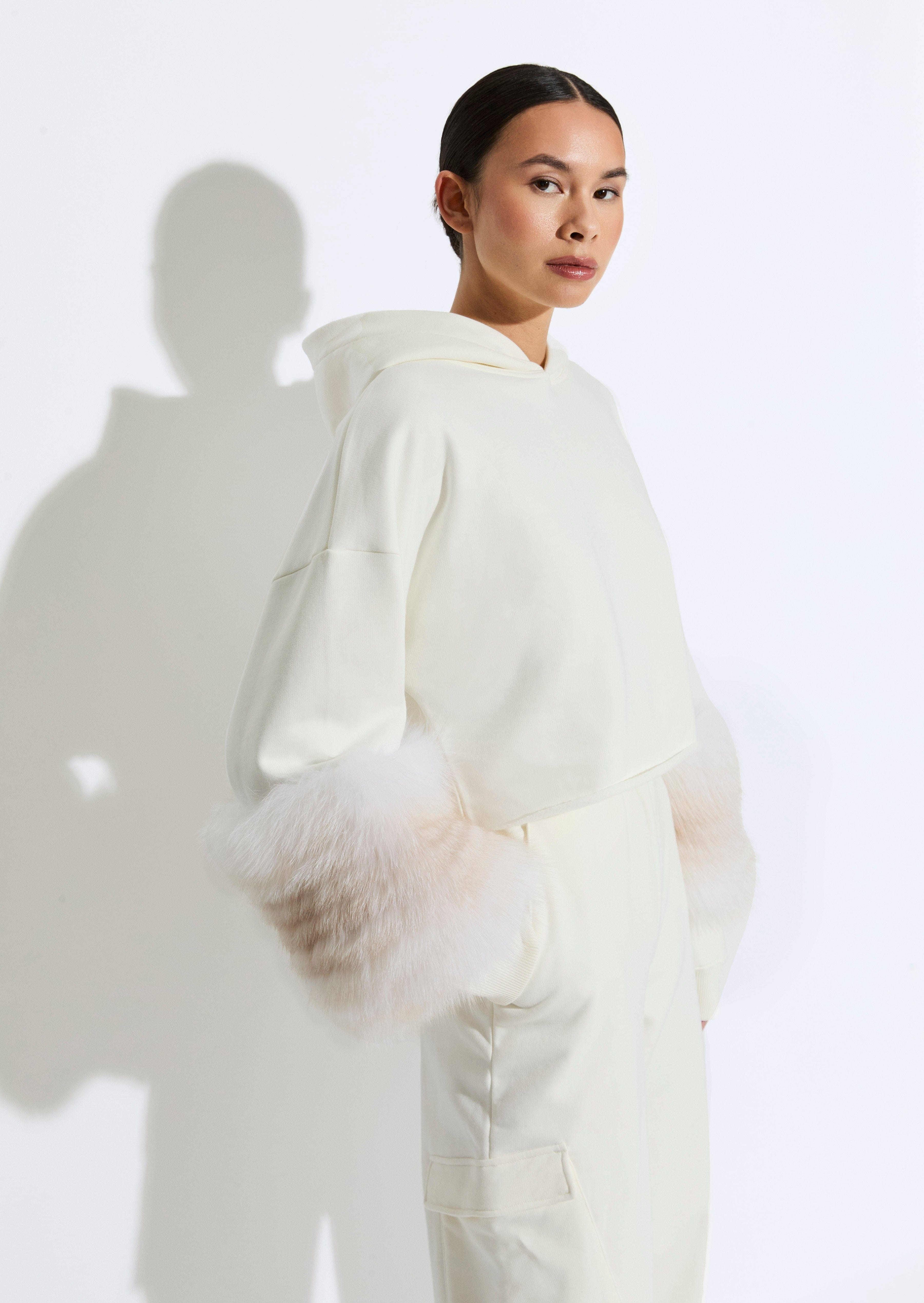 Cotton Sweatshirt With Fur