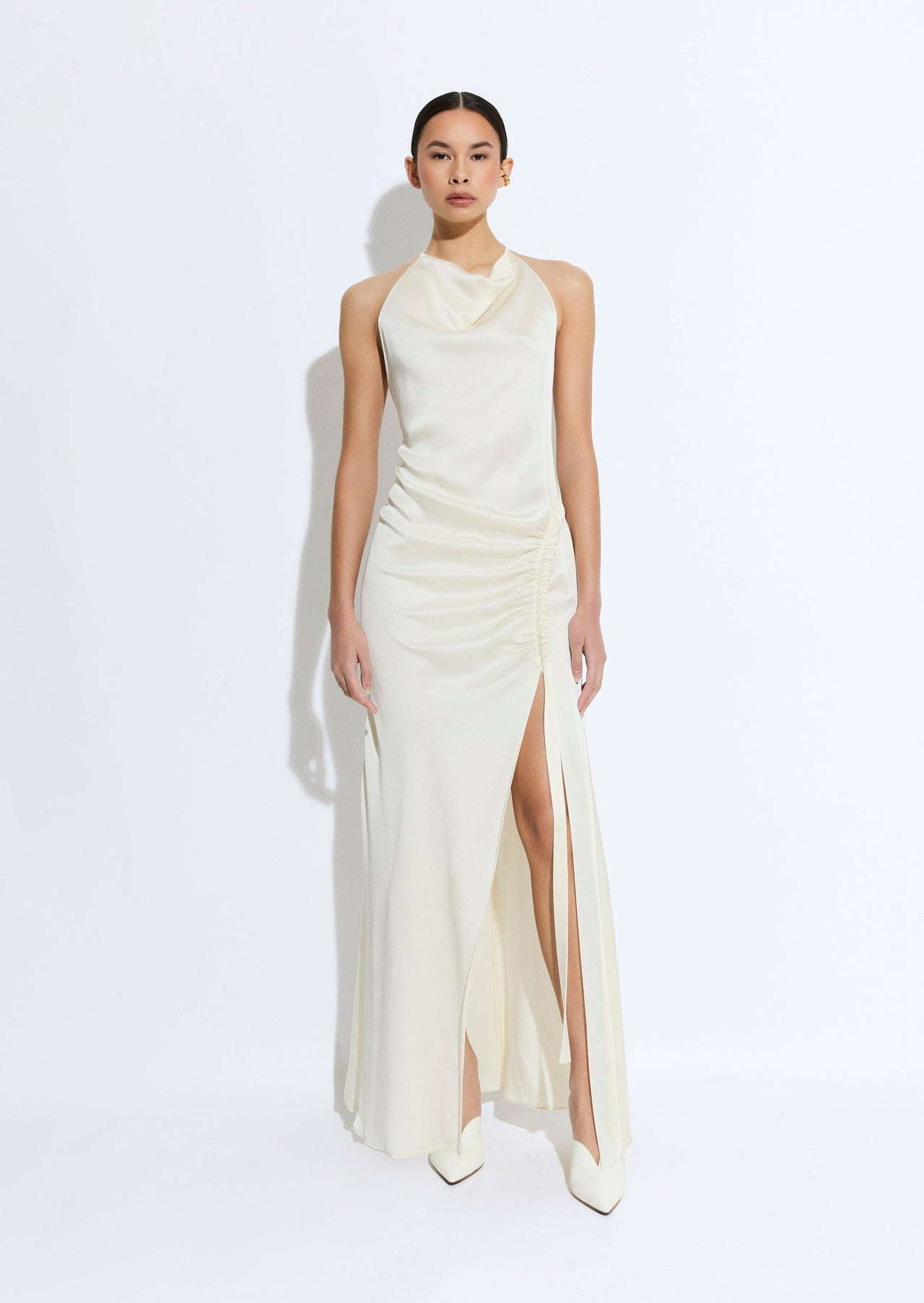 Satin Cowl Neck Tab Gown - LAPOINTE