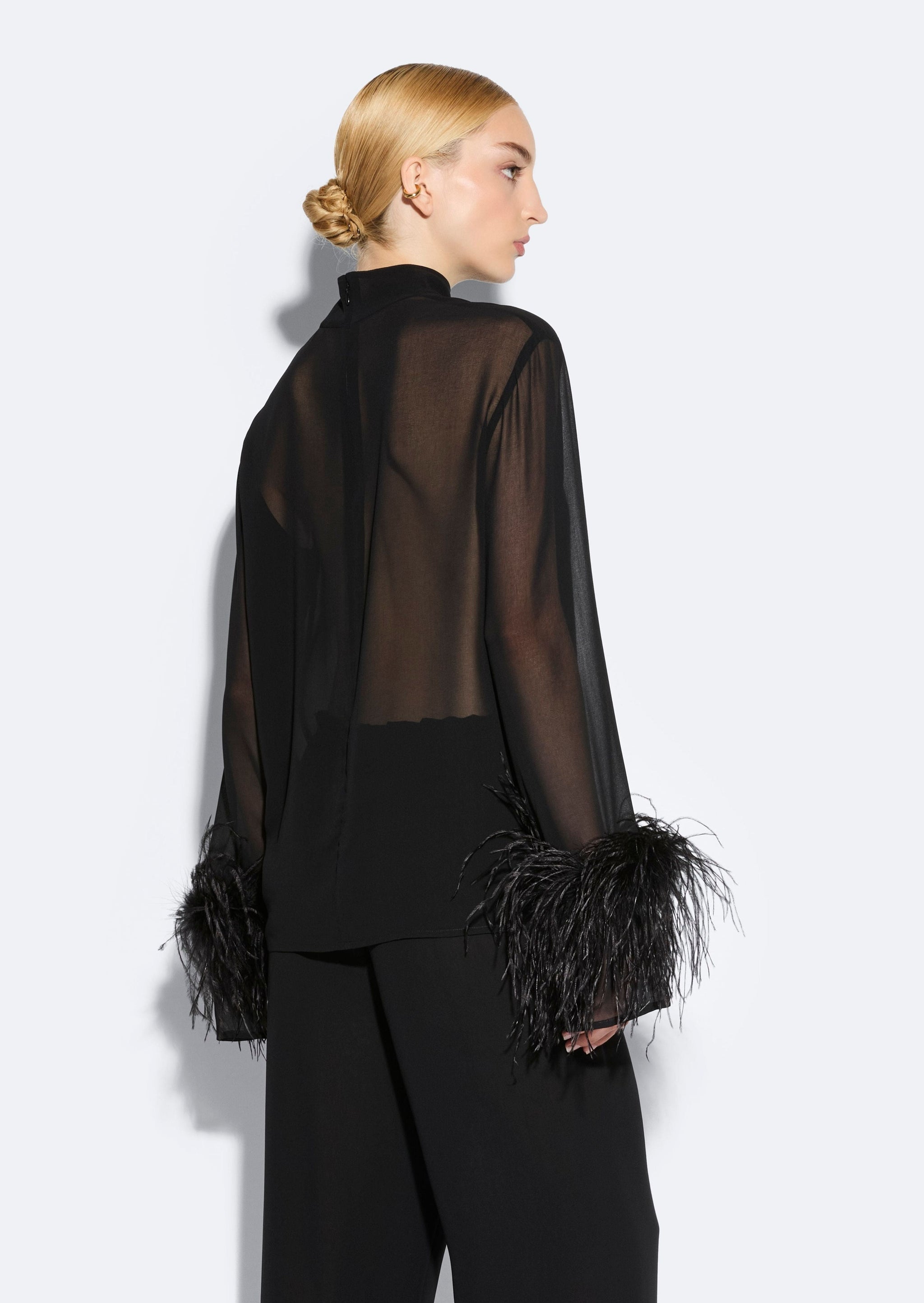 Georgette Top With Feathers