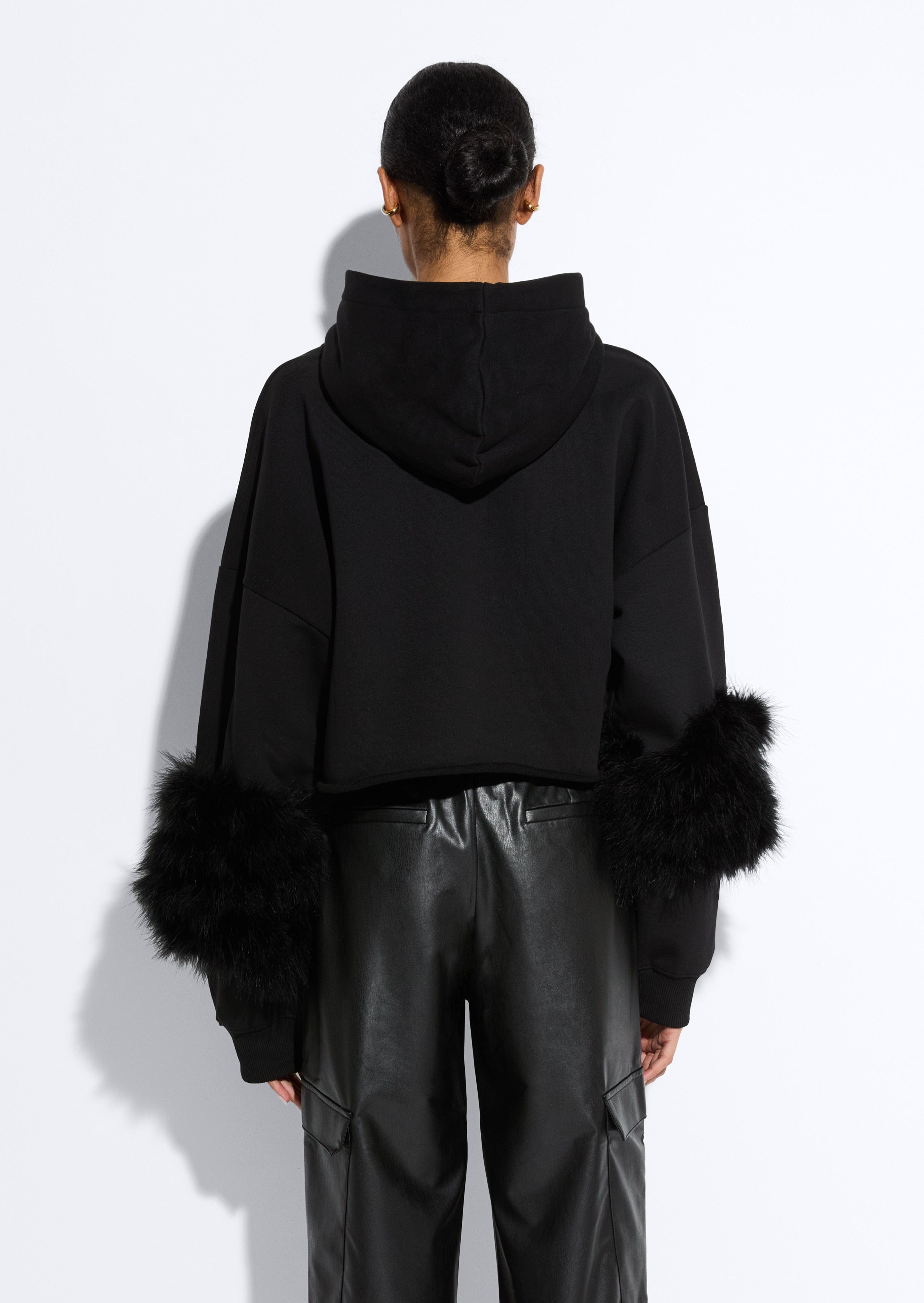 Cotton Sweatshirt With Marabou Feathers