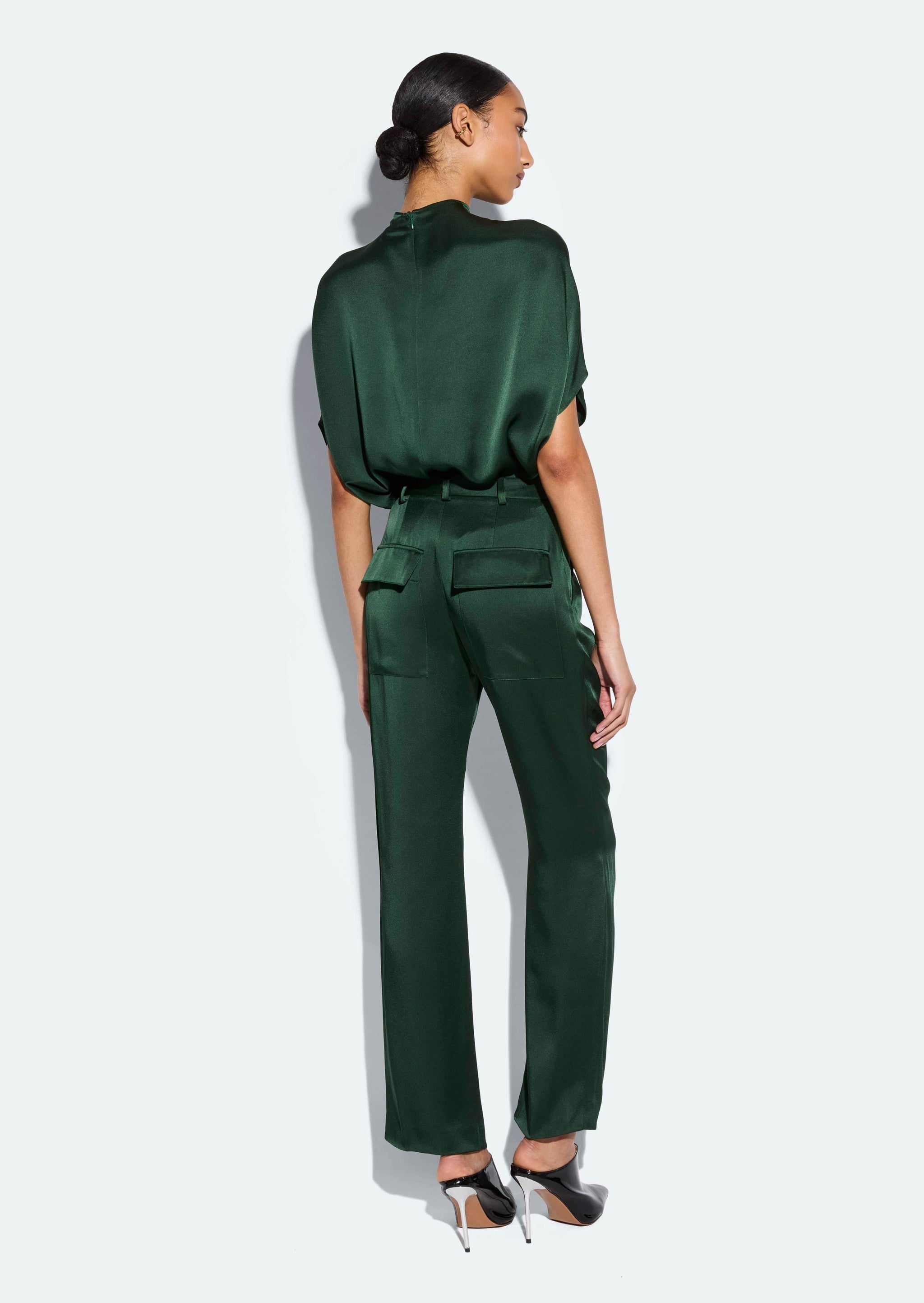 Satin Tapered Pleated Pant