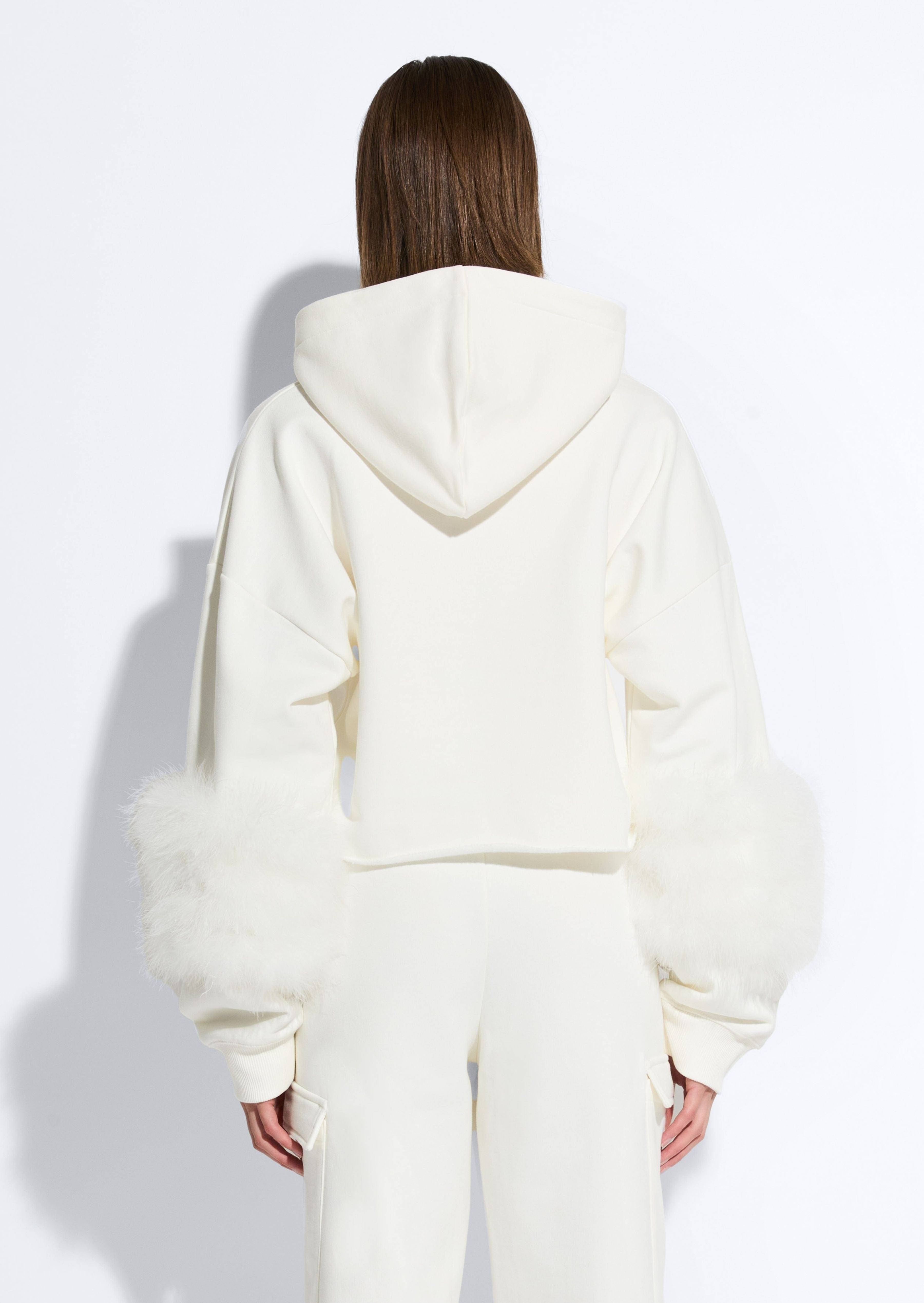 Cotton Sweatshirt With Marabou Feathers