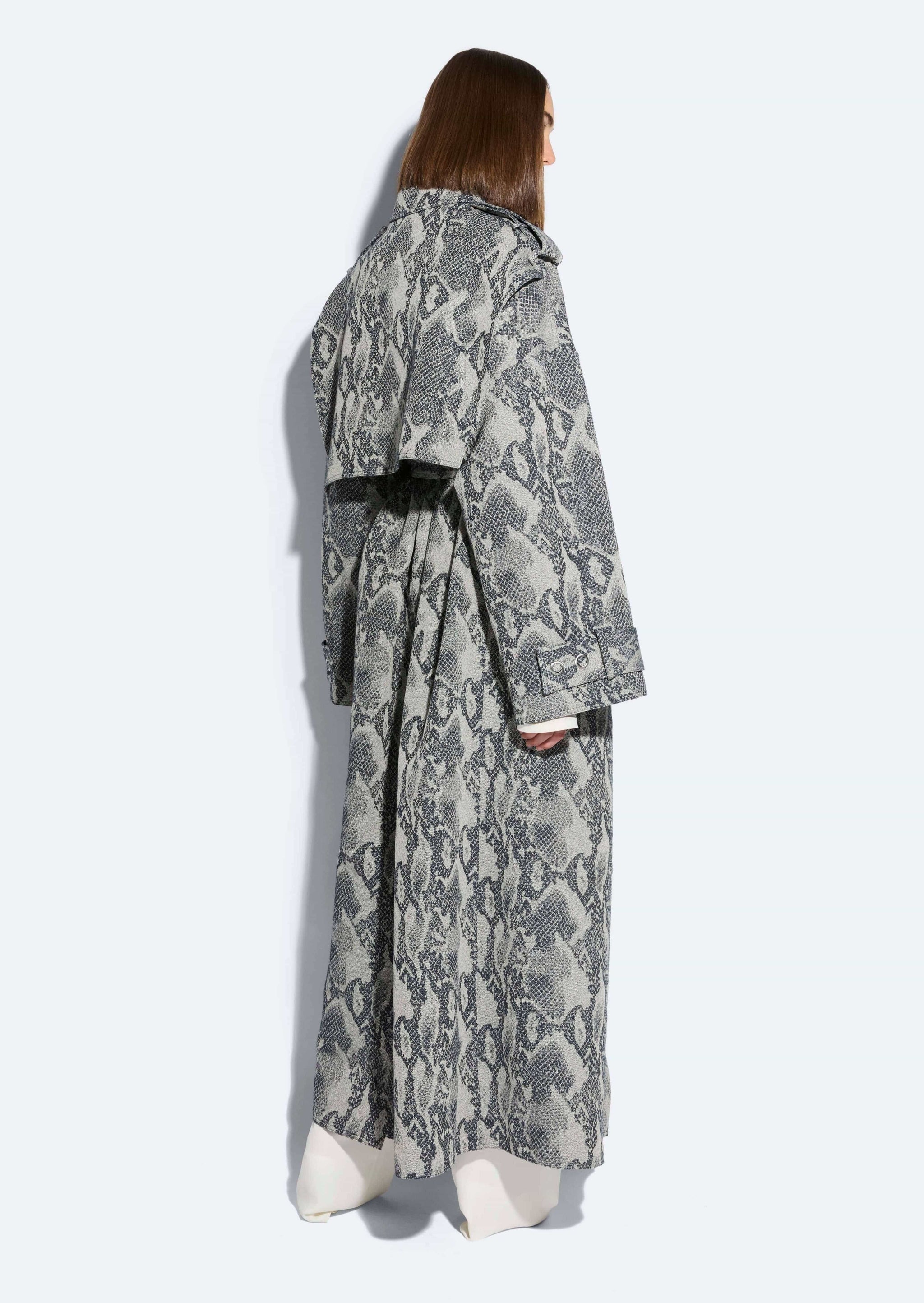 Snake Denim Double Breasted Trench