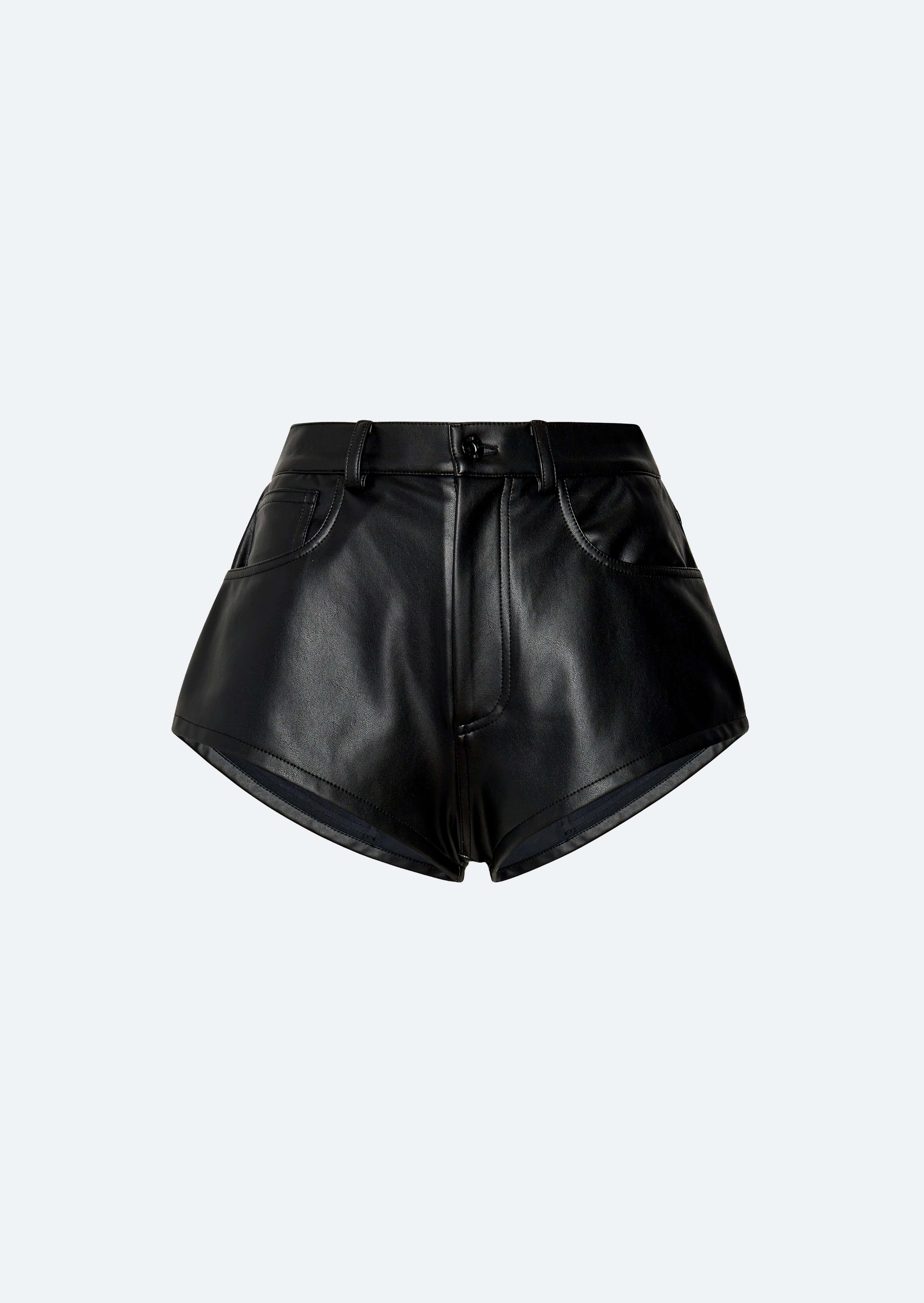 Stretch Faux Leather Mini Short