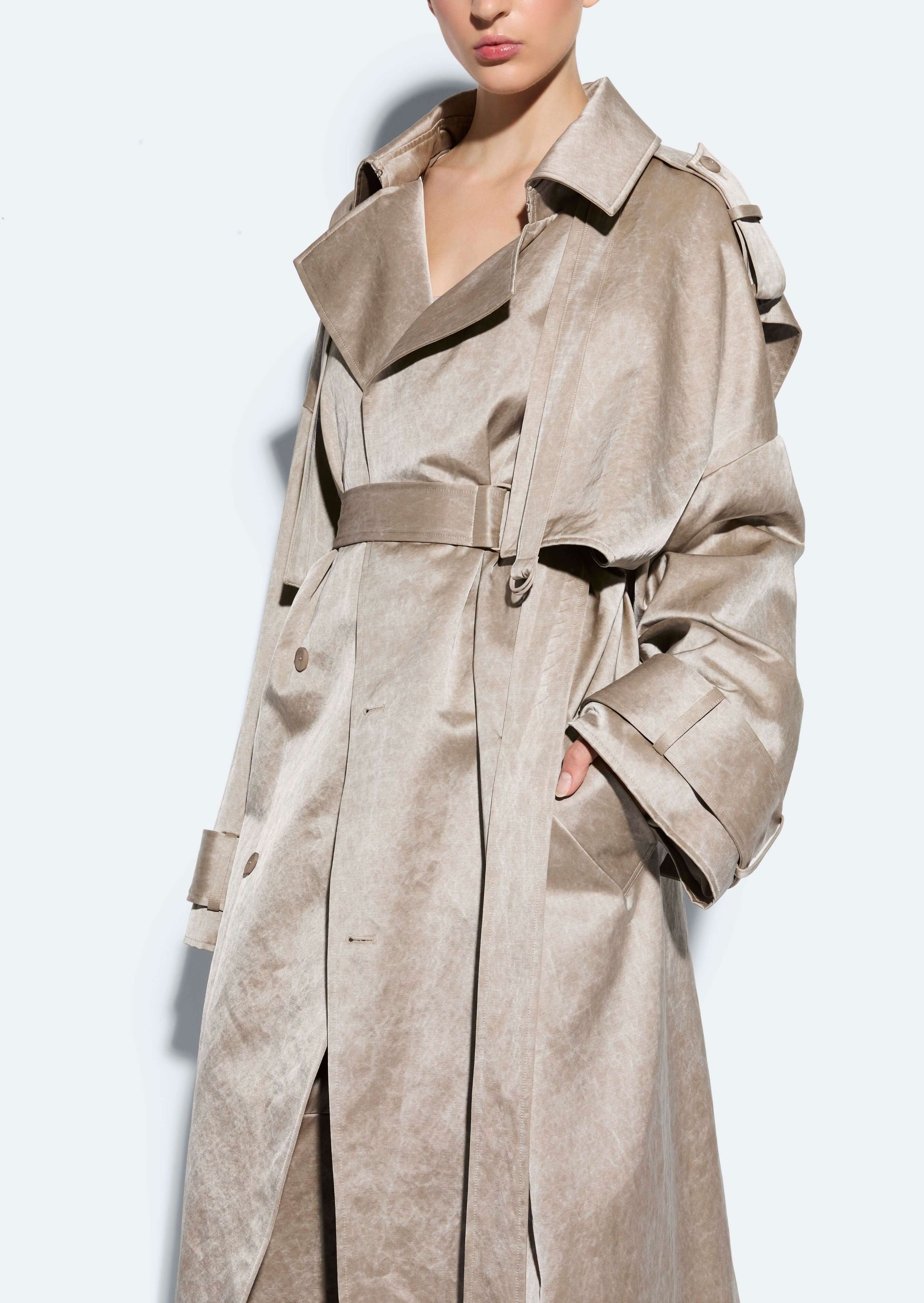 Washed Cotton Double Breasted Trench