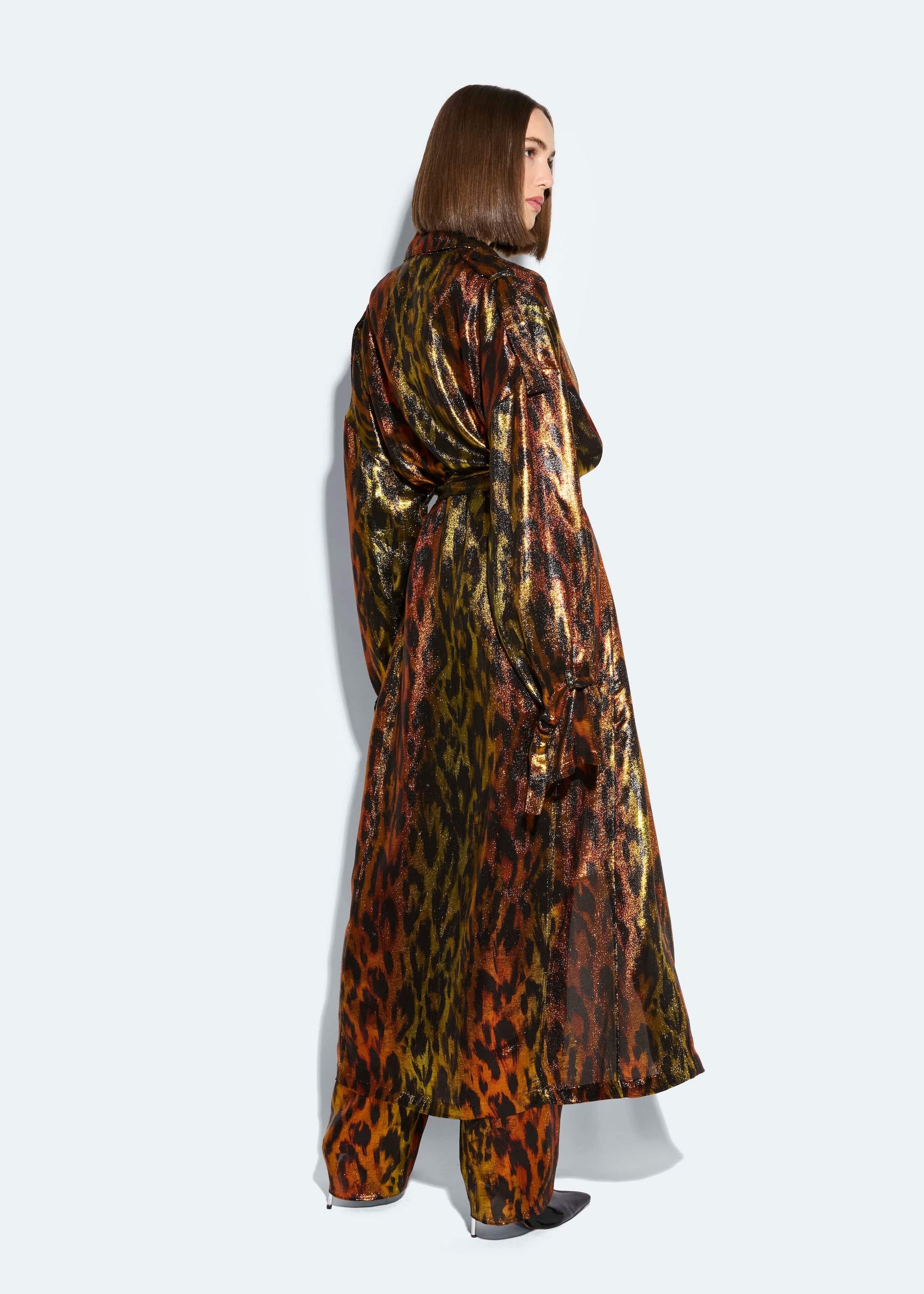 Lurex Leopard Trench Coat