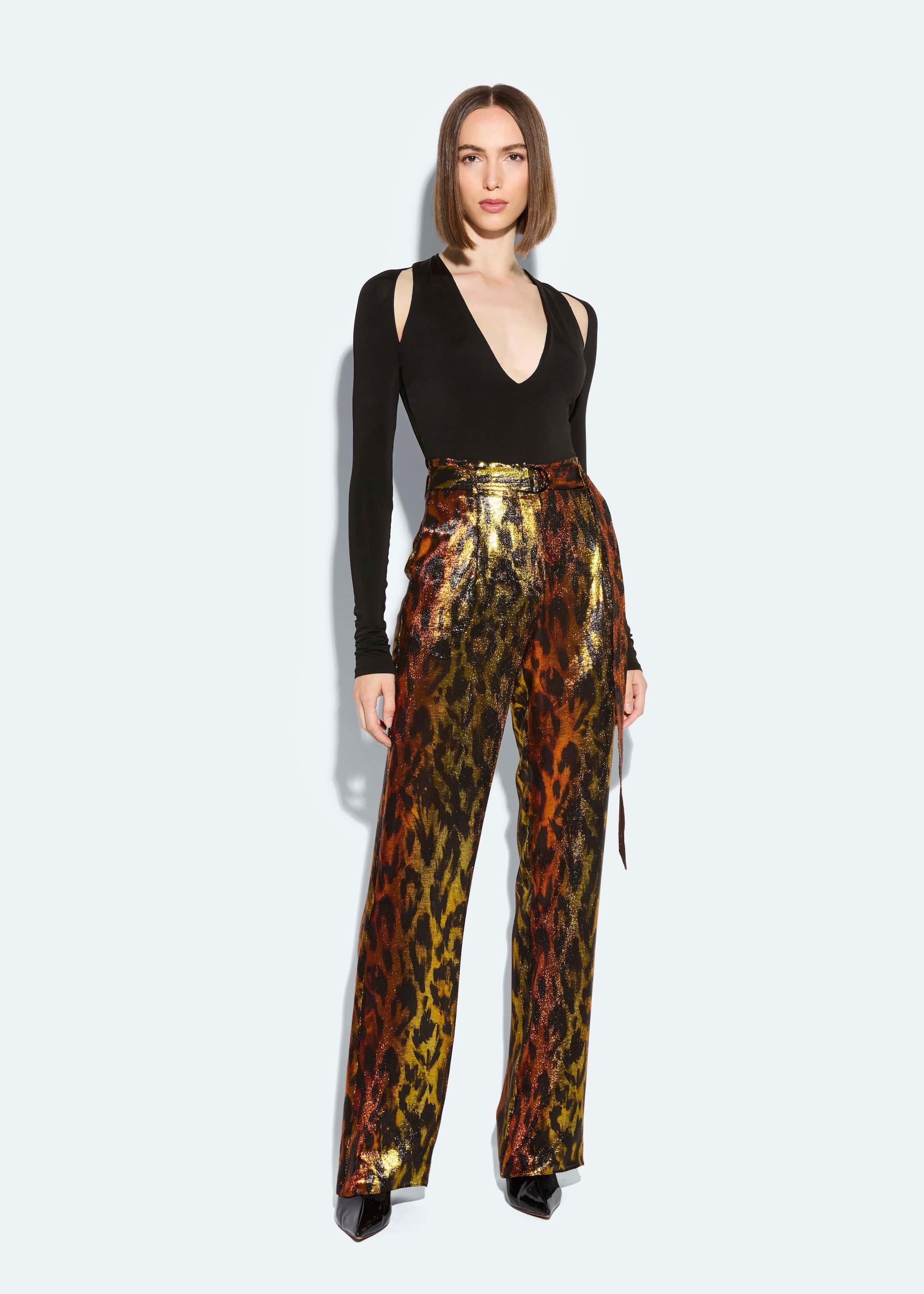 Lurex Leopard Belted Pant