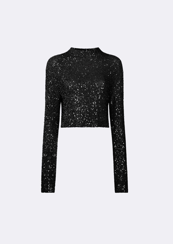 Sequin Cashmere Cropped Top