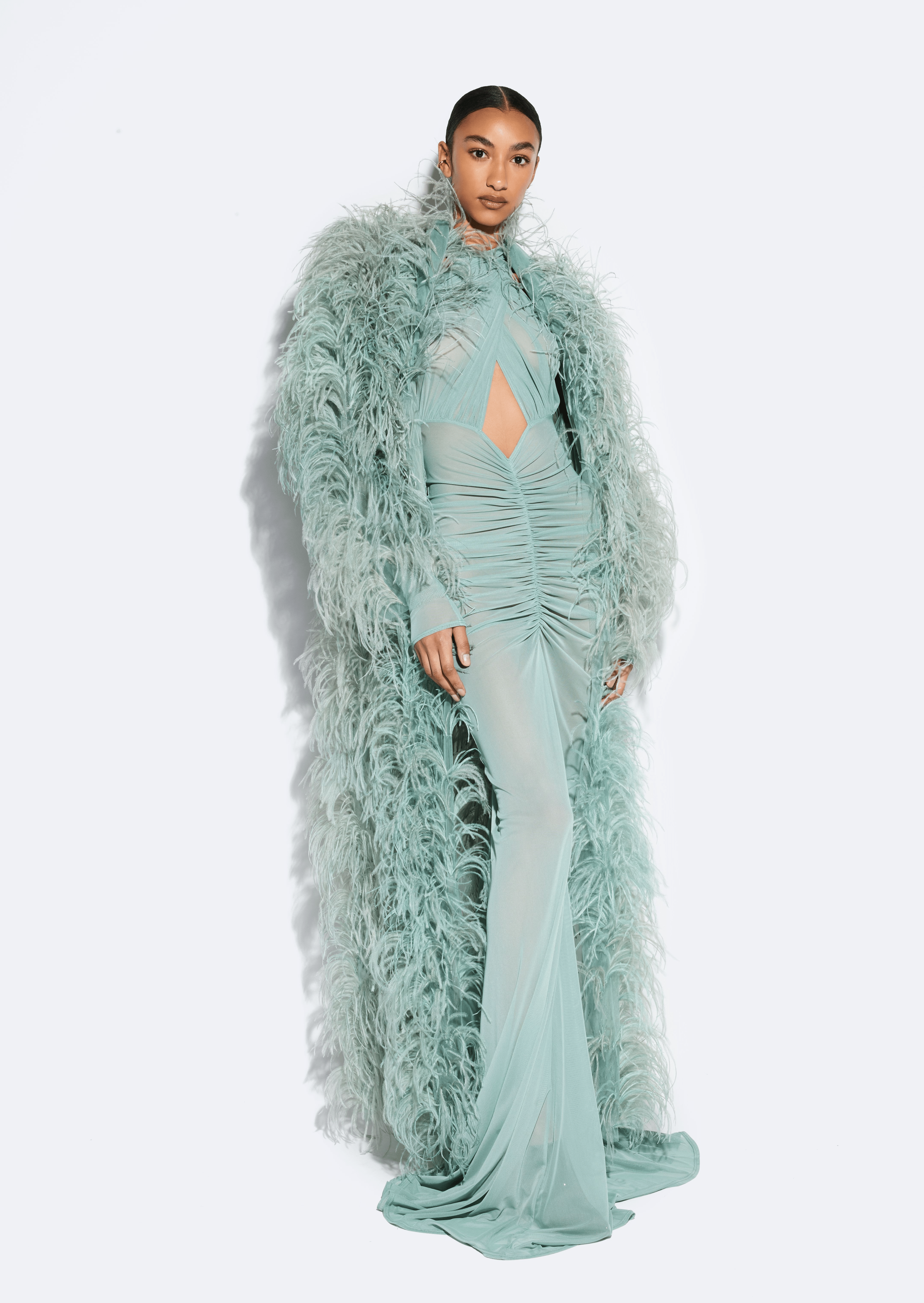 Marbled Feathers Coat - LAPOINTE