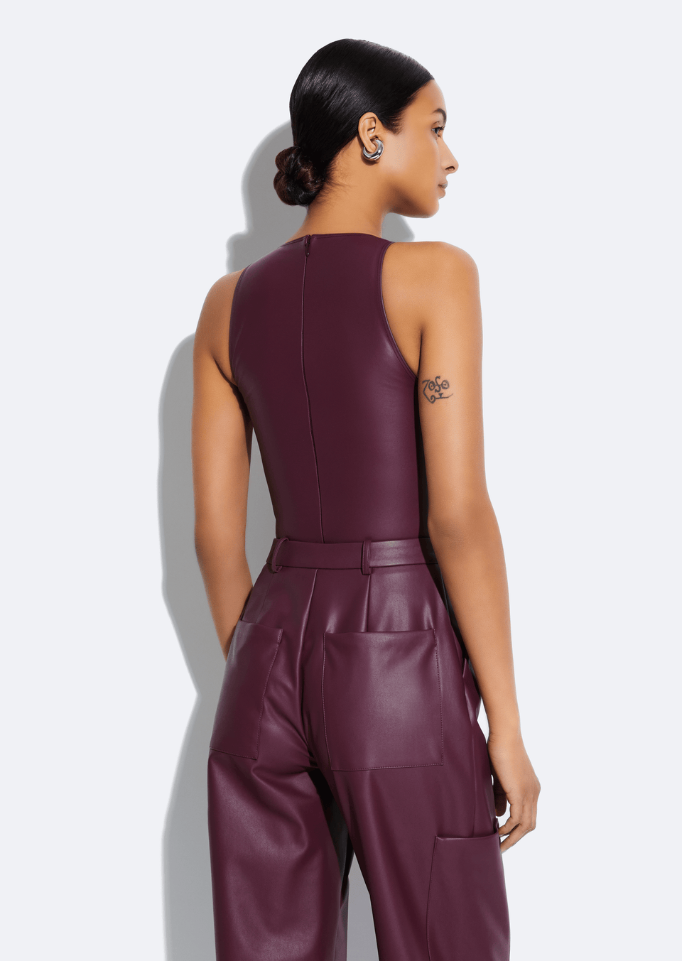 Stretch Faux Leather Bodysuit