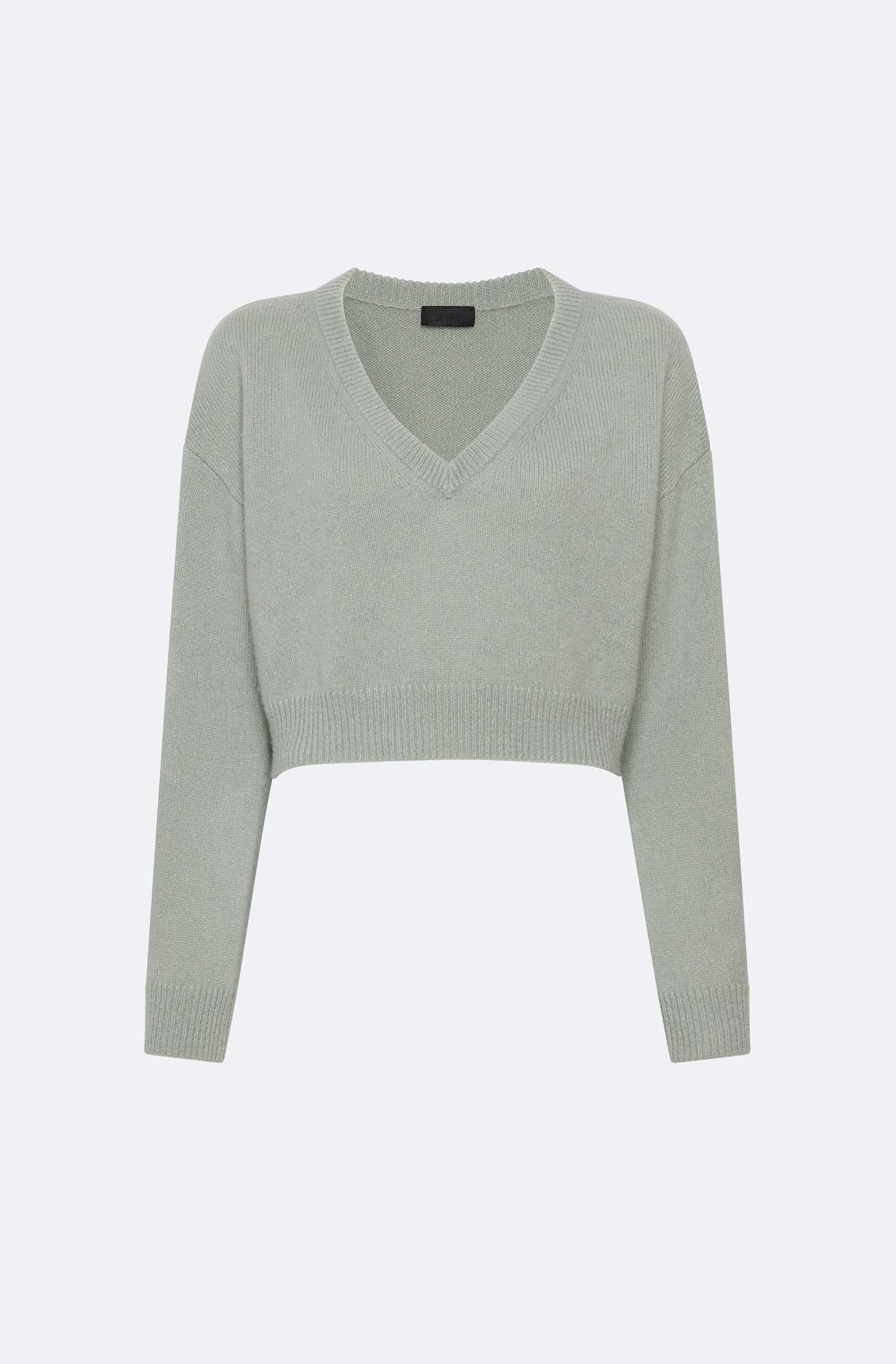 Cashmere Cropped V Neck Sweater