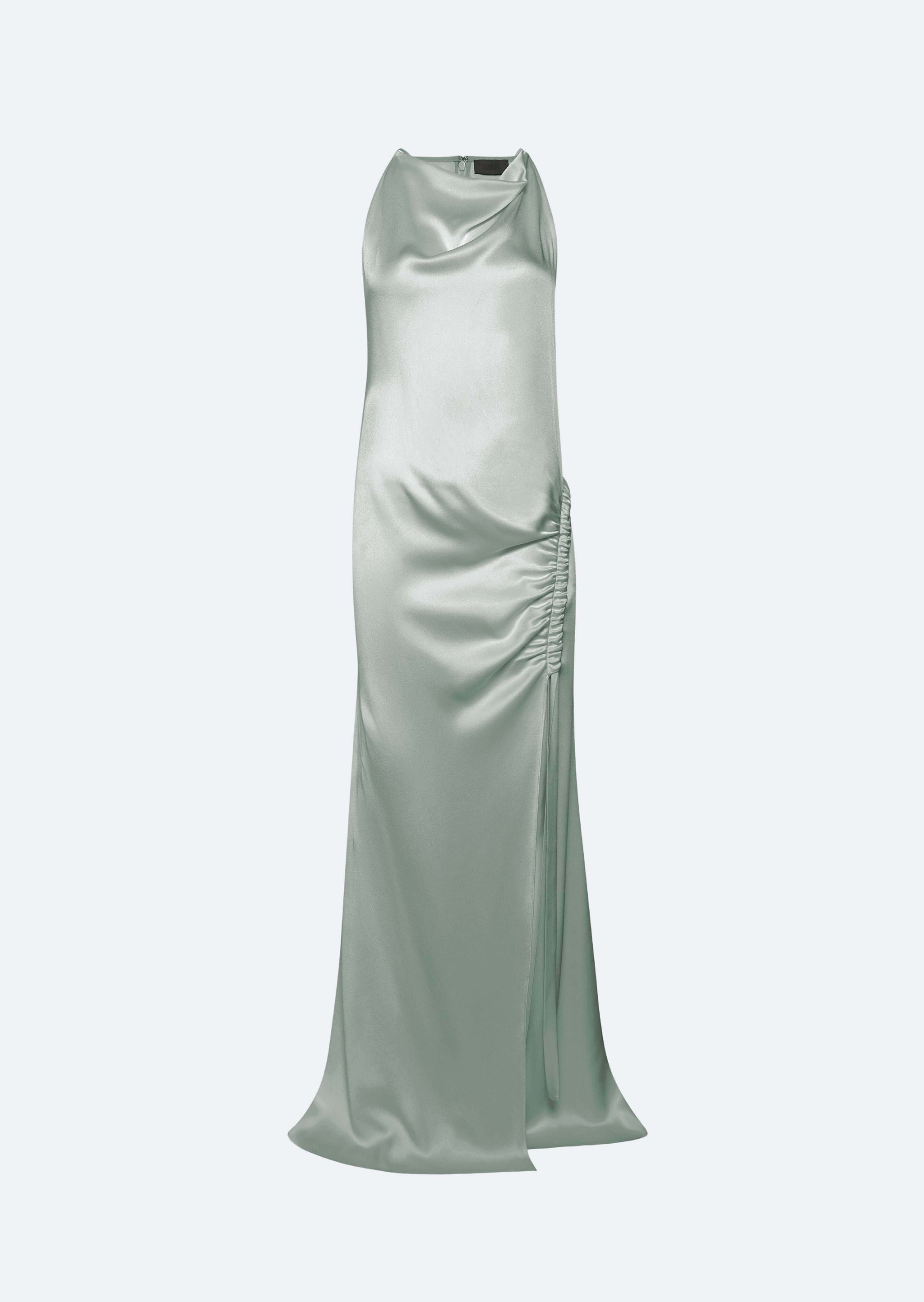 Satin Cowl Neck Tab Gown