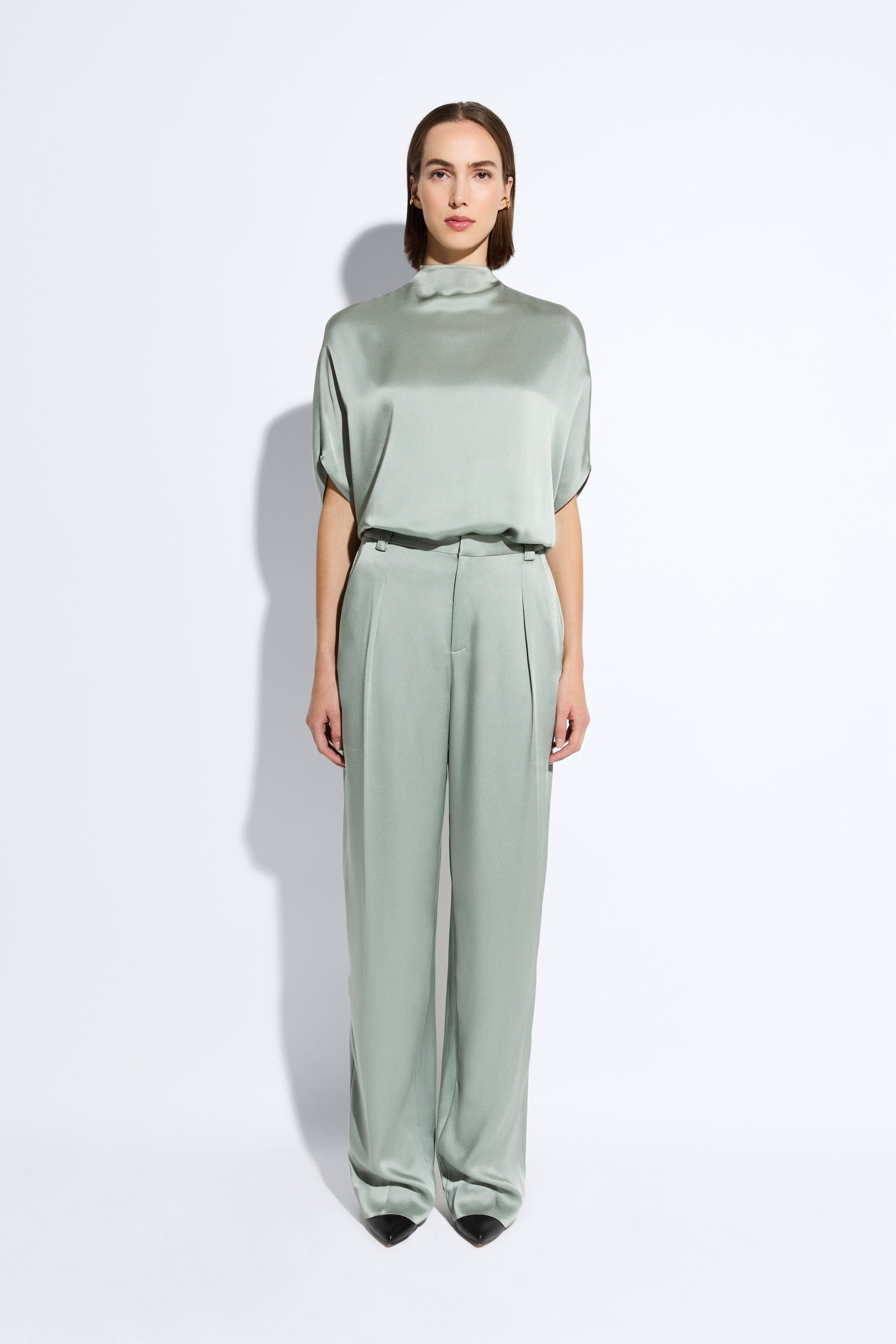 Satin Relaxed Pleated Pant