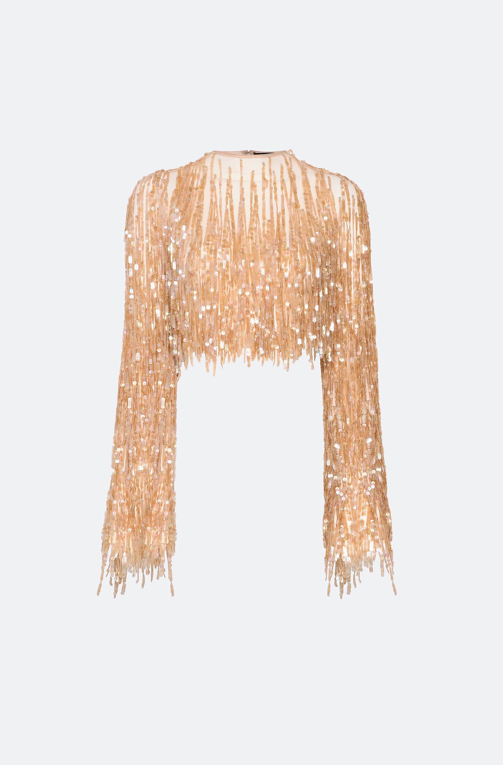 Fringe Sequin Cropped Top