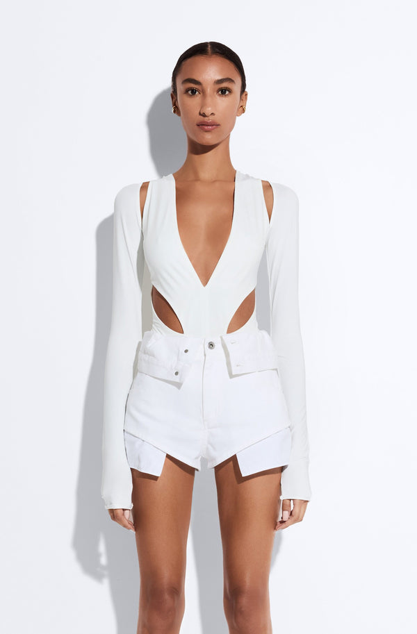 Jersey Cut Out V Neck Bodysuit - LAPOINTE