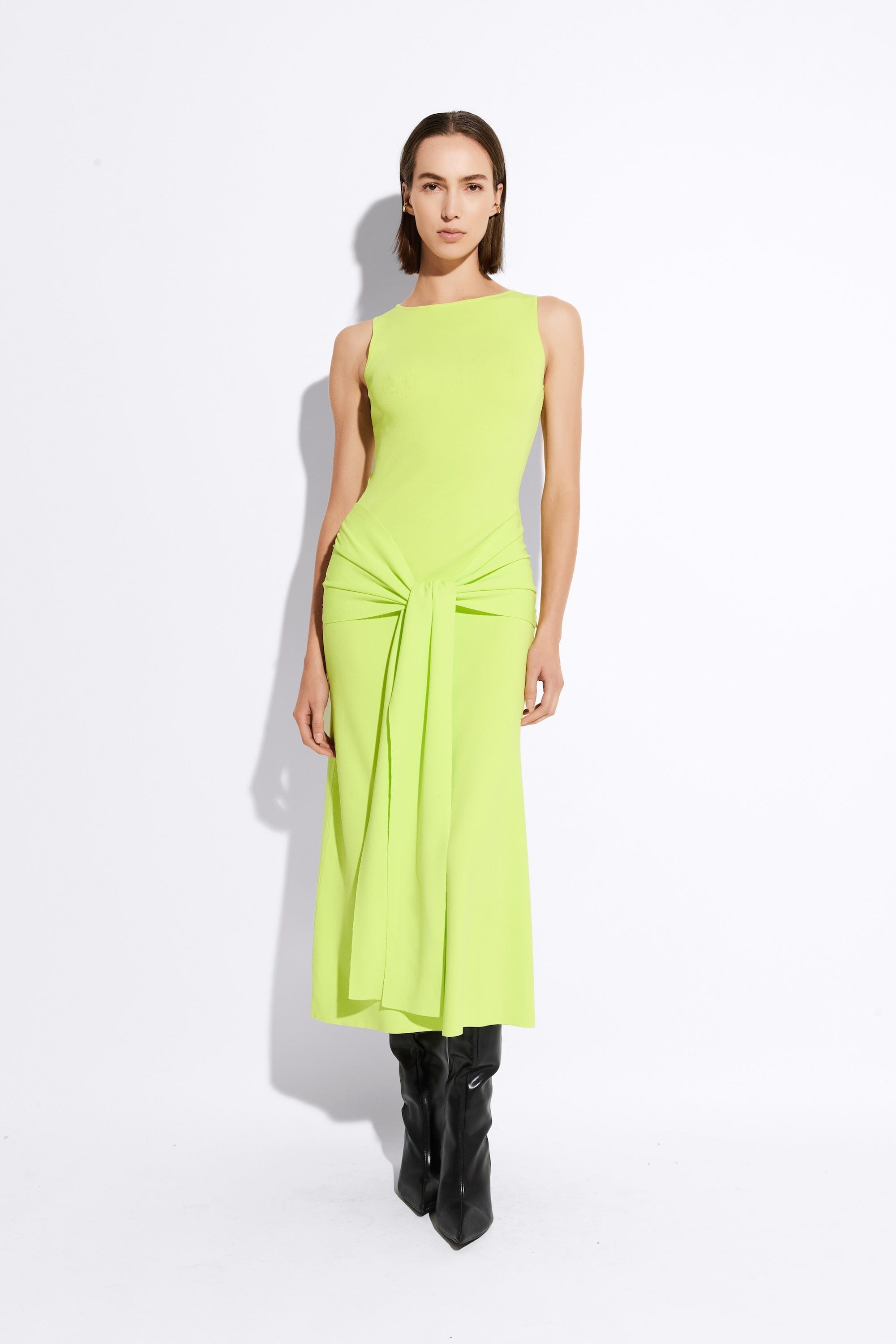 Matte Viscose Waist Tie Dress