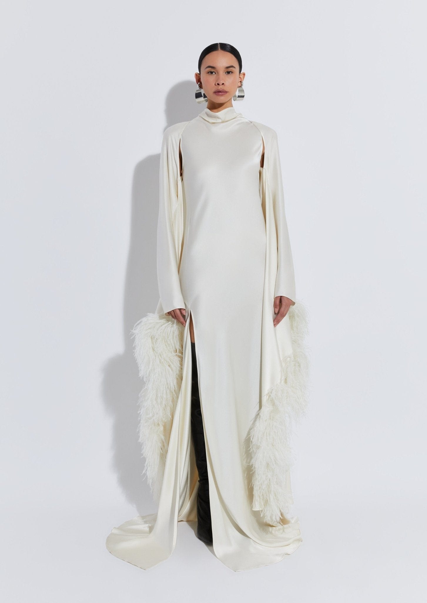 Satin Feather Caftan - LAPOINTE