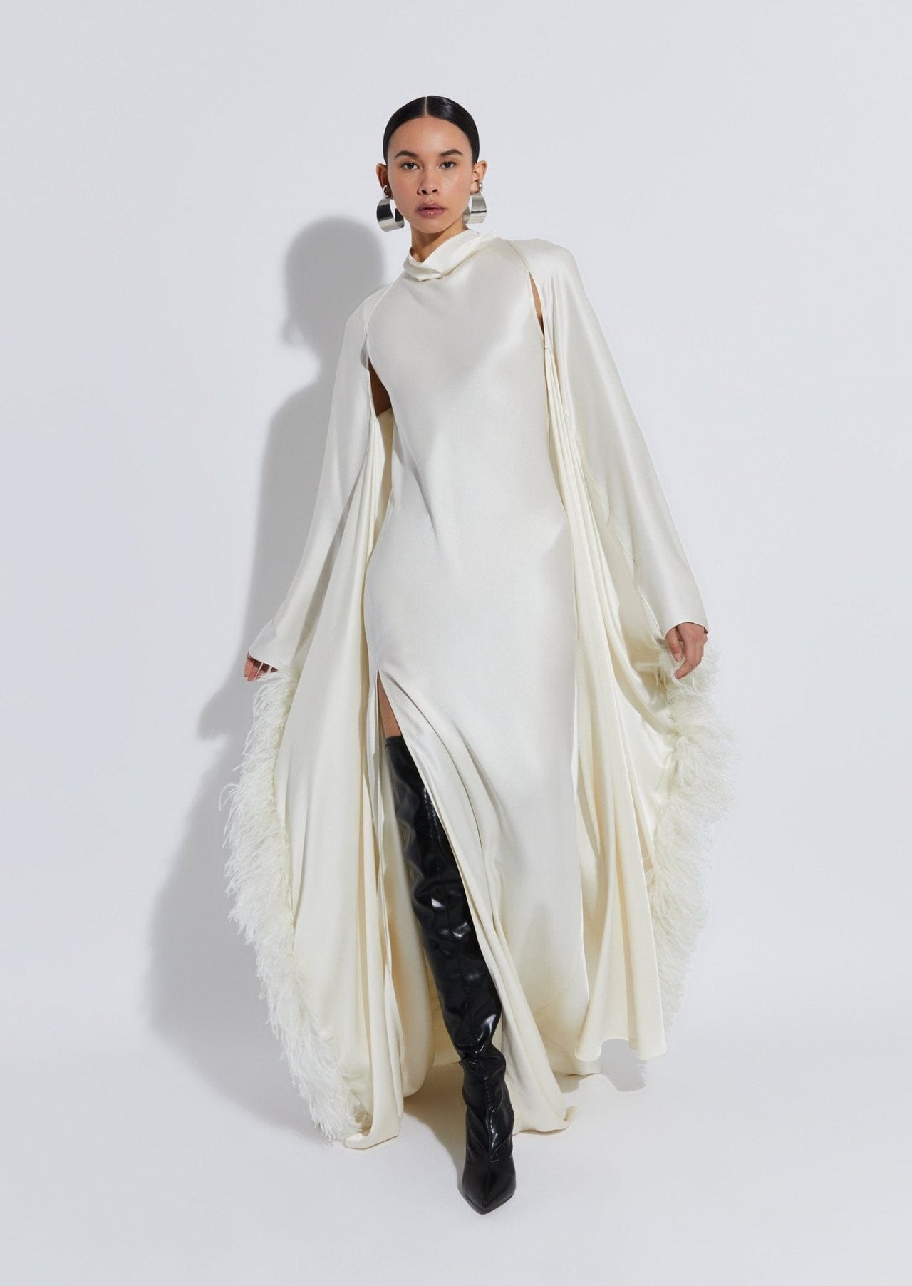 Satin Feather Caftan - LAPOINTE